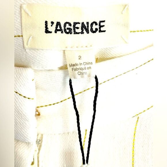 L'Agence Pilar Wide Leg trouser linen Pant cream metallic gold pin stripe 2. NWT - Picture 6 of 13